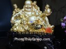 Phật di lạc vàng ngồi ôm 5 đồng tử C134A