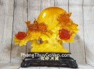 Cây mẫu đơn vàng ngọc hoa đỏ cam lưu ly bên trăng vàng và cặp uyên ương lưu ly – Hoa Hảo Nguyệt Viên LN211